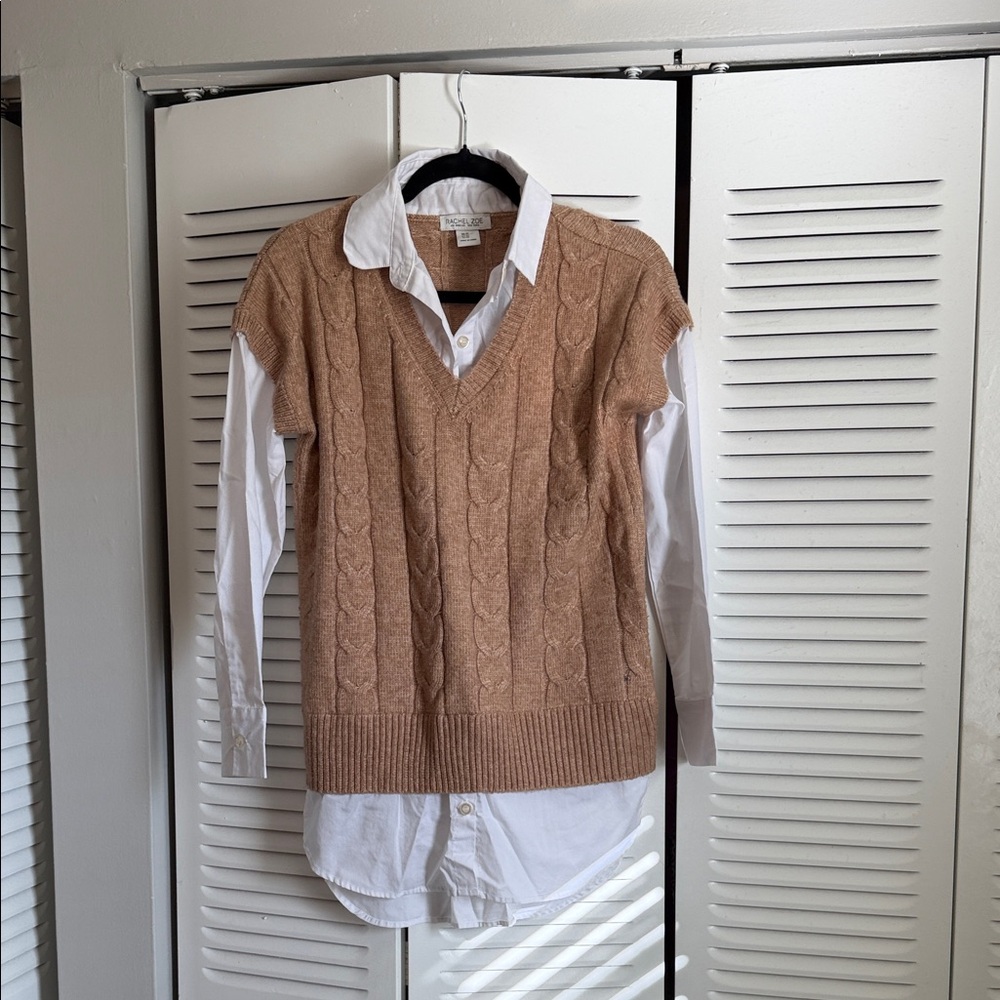 Rachel Zoe Tan Cable Knit Tunic Top